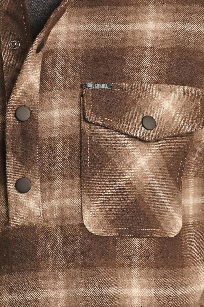 Rock & Roll Men's Brown Plaid Pullover