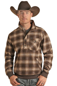 Rock & Roll Men's Brown Plaid Pullover