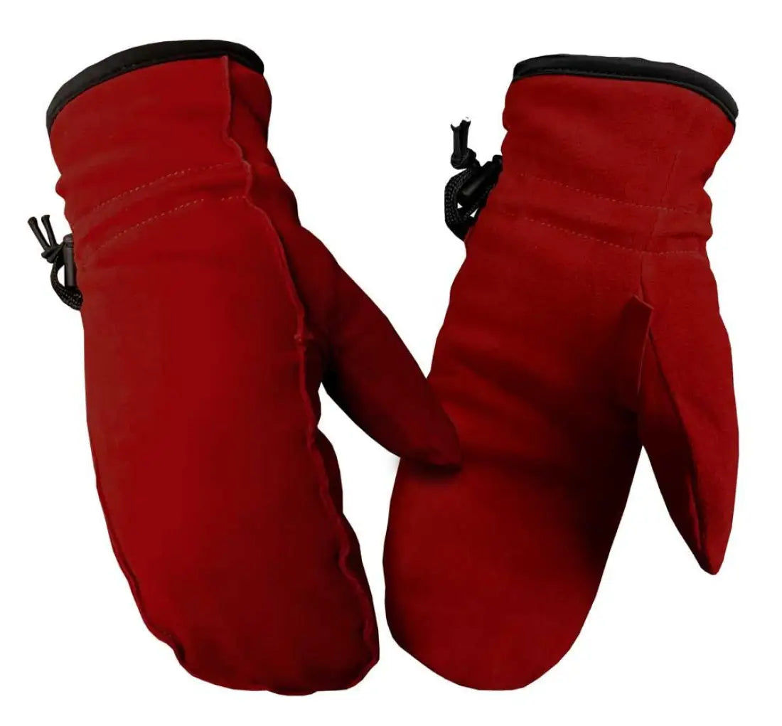 Hand Armor Suede Leather Red Mittens Winter Gloves