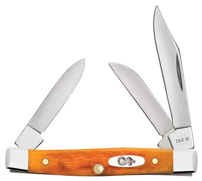 Case Persimmon Orange Bone Peach Seed Jig Small Stockman Knife