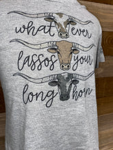 Load image into Gallery viewer, Homestead Clothing Boy&#39;s Whatever Lassos Your Longhorn T-Shirt
