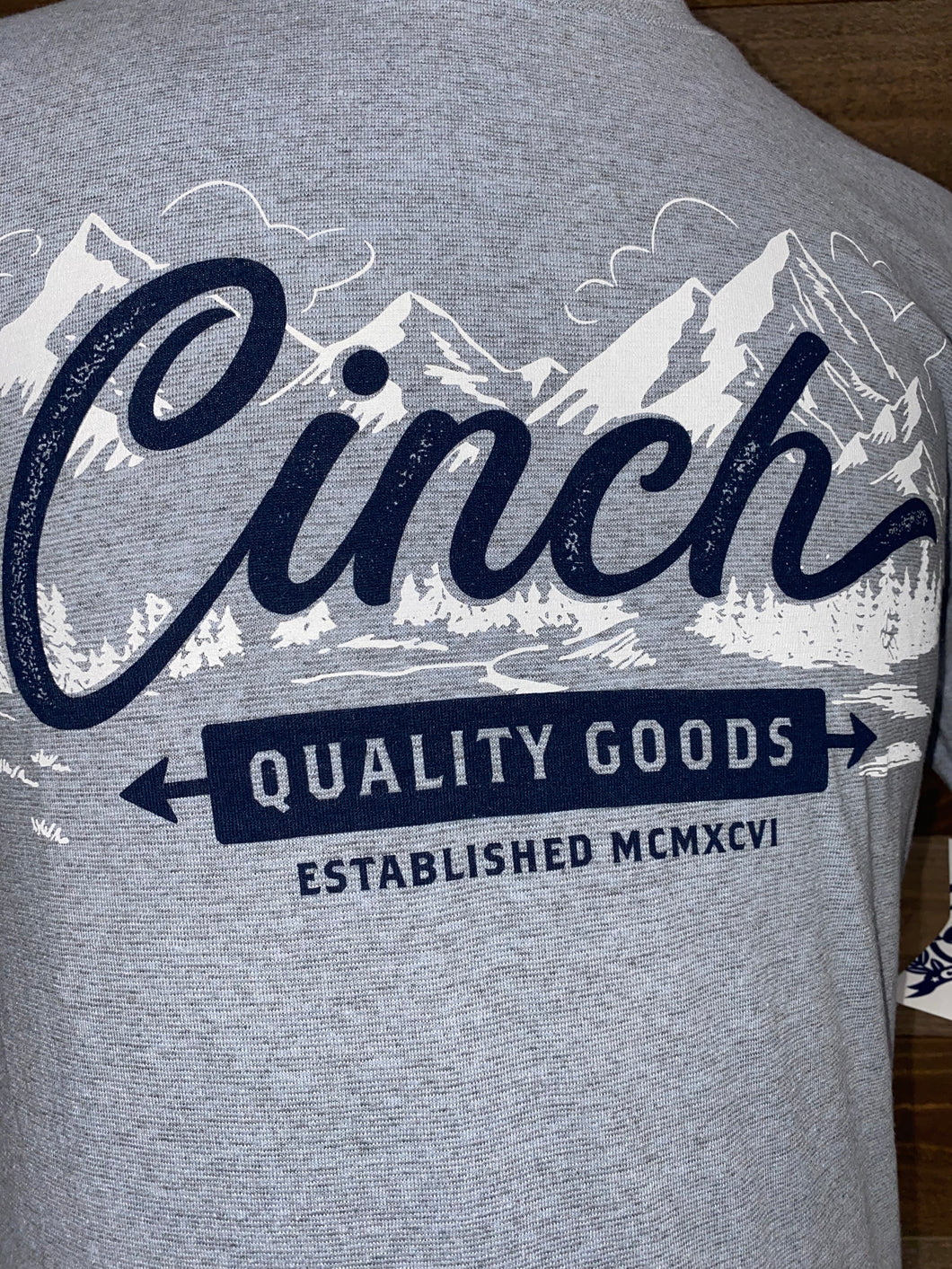 Cinch Men's Heather Blue Mountain Logo T-Shirt