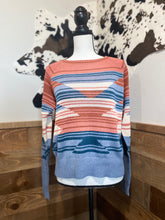 Load image into Gallery viewer, Pendleton Women&#39;s Rose/Indigo Blue Raglan Cotton Knit Sweater
