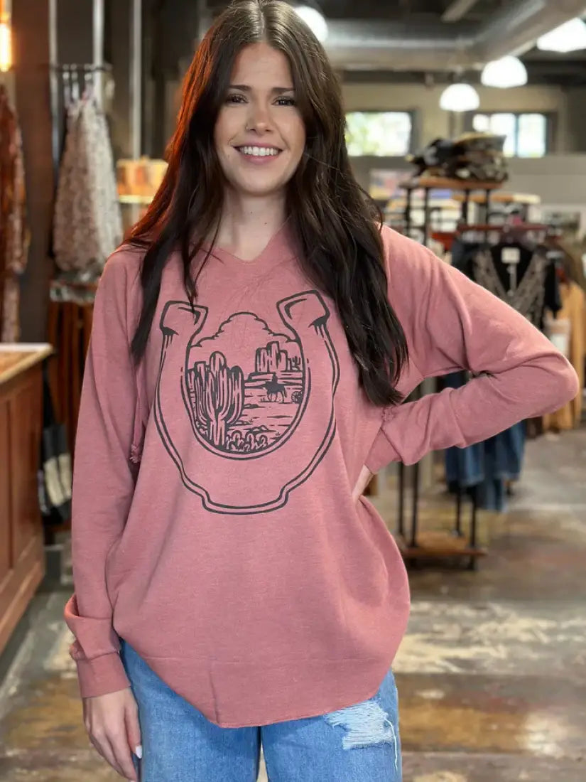 J.Forks Women’s Dusty Rose Lucky Shoe Hoodie Women’s Pullover