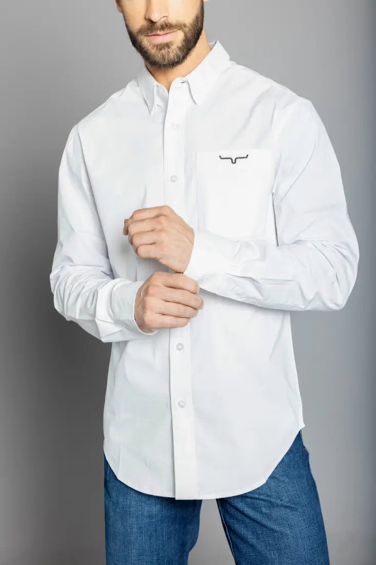 Kimes Ranch Men’s KR Team Shirt Small Long / White Men’s Western