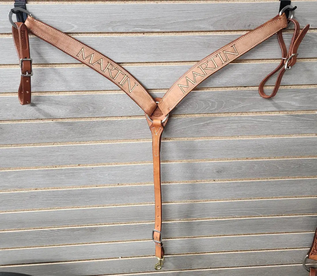 Martin Breastcollar Chestnut Roughout Martin Logo - 1 ¾’ 1.75’’ Breastcollar Breastcollar