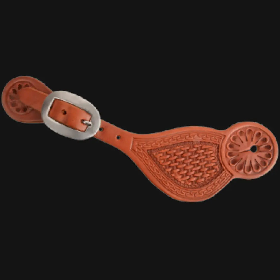 Martin Tombstone Spur Strap Chestnut / Basket Stamp Spur Straps