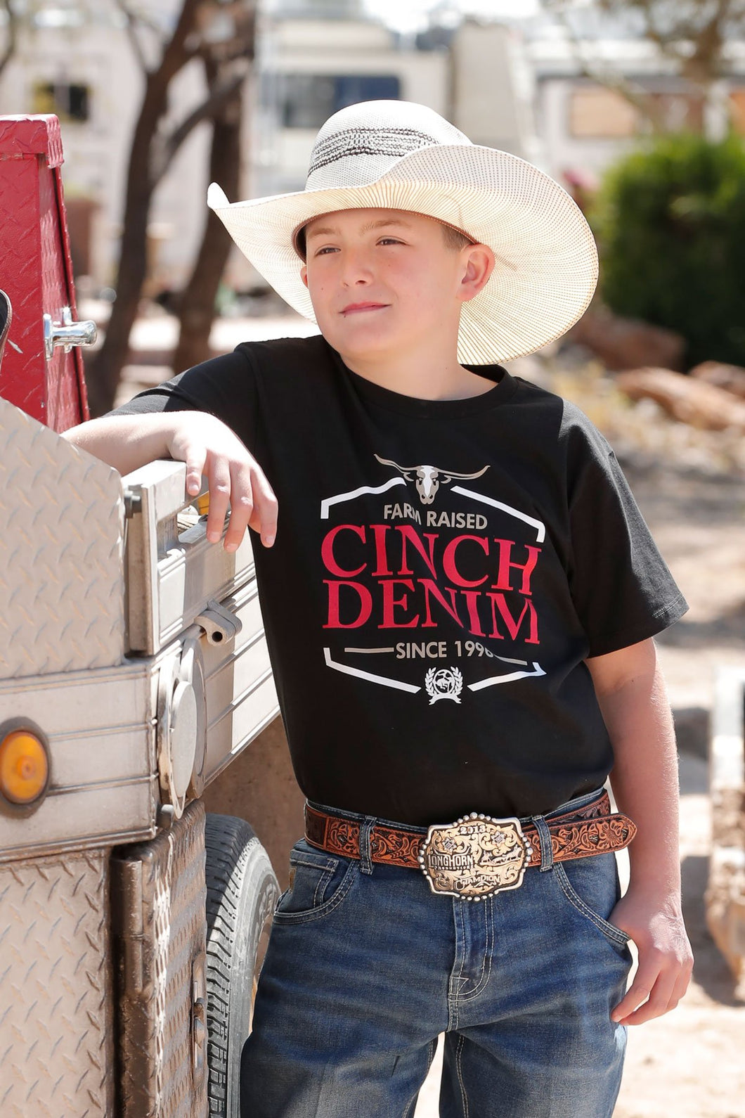 Cinch Boy's Black Farm Rasied T-Shirt