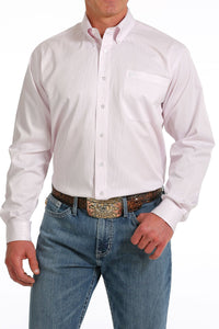 Cinch Men's Tencel White & Pink Pinstripe Western Shirt