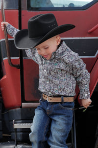 Cinch Boy's Toddler Gray/Teal Paisley Western Shirt