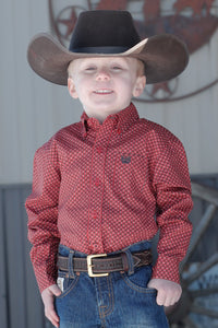 Cinch Boy's Toddler Red Geometric Western Shirt