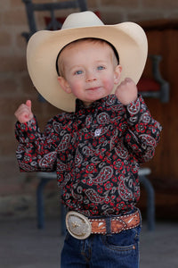 Cinch Boy's Toddler Red & Black Paisley Western Shirt