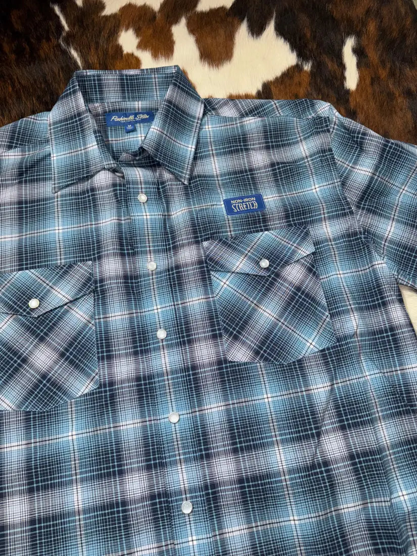 Panhandle Men’s Blue Plaid Western Shirt Men’s Western