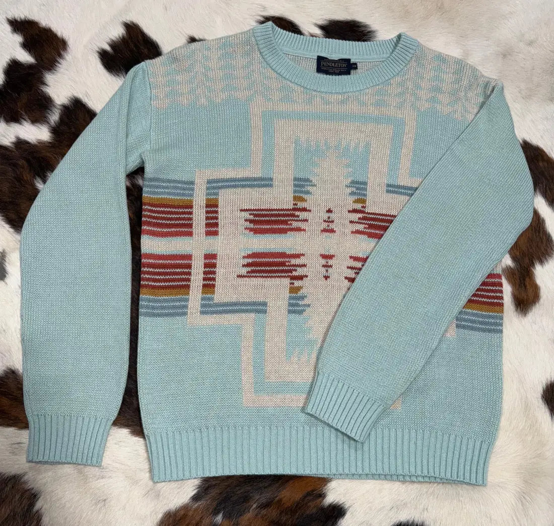 Pendleton Women’s Baby Blue Mist Cotton Knit Sweater Women’s Sweater