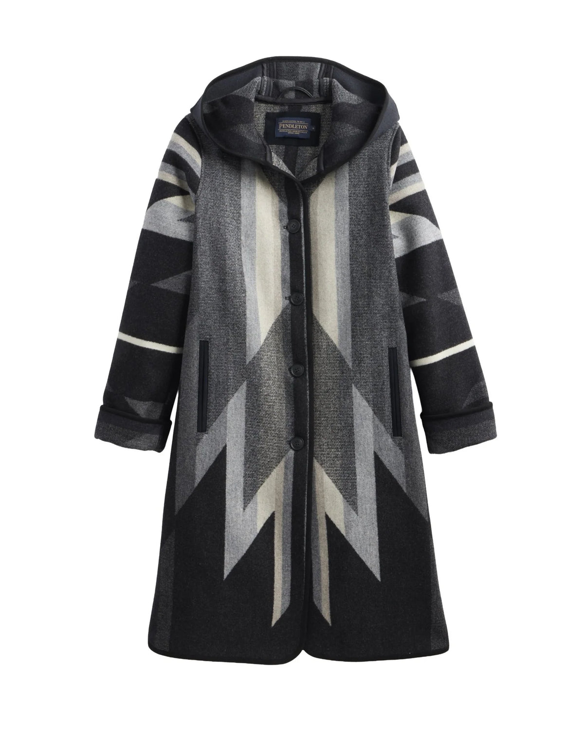 Pendleton Women's Hooded Wyeth Trail Black Jacquard Coat