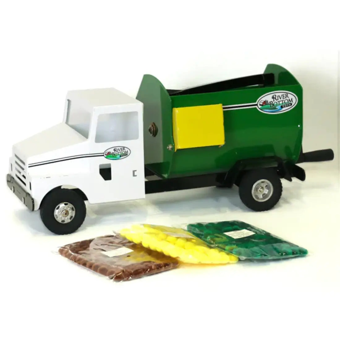 River Bottom - Lil’ Mix Feed Truck (With 3 Bags of Feed) White/ Green River Bottom Toys