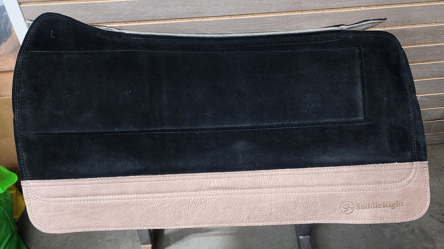 SaddleRight Legacy Saddle Pad 32" x 32" - Black Suede & Desert Grizzly