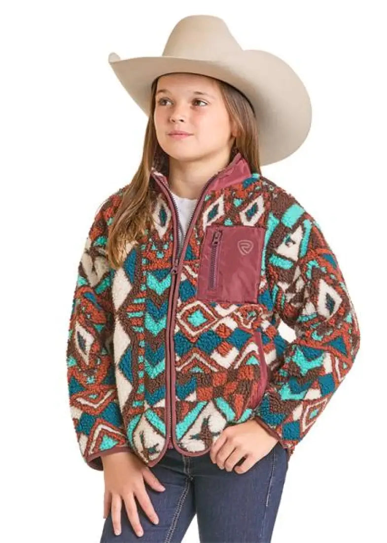 Rock & Roll Girl’s Geo Print Sherpa Jacket Girl’s Coat