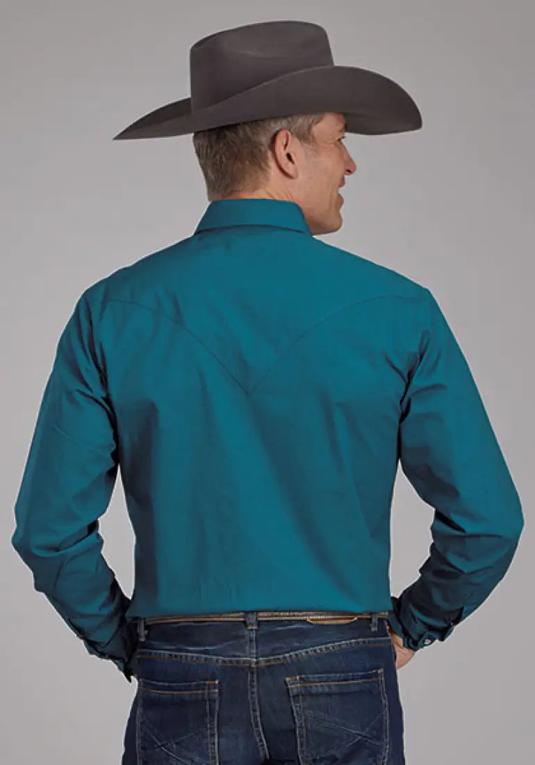 Roper Men’s Teal Poplin Western Shirt Men’s Western