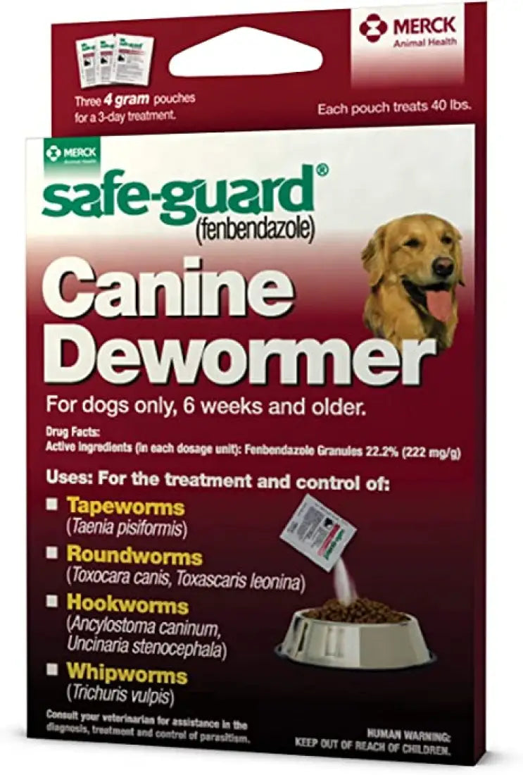 Safe-Guard Canine Dewormer (Fenbendazole) Dogs Only 6 Weeks & Older - 4 gram Pet Dewormer & Tick Prevention