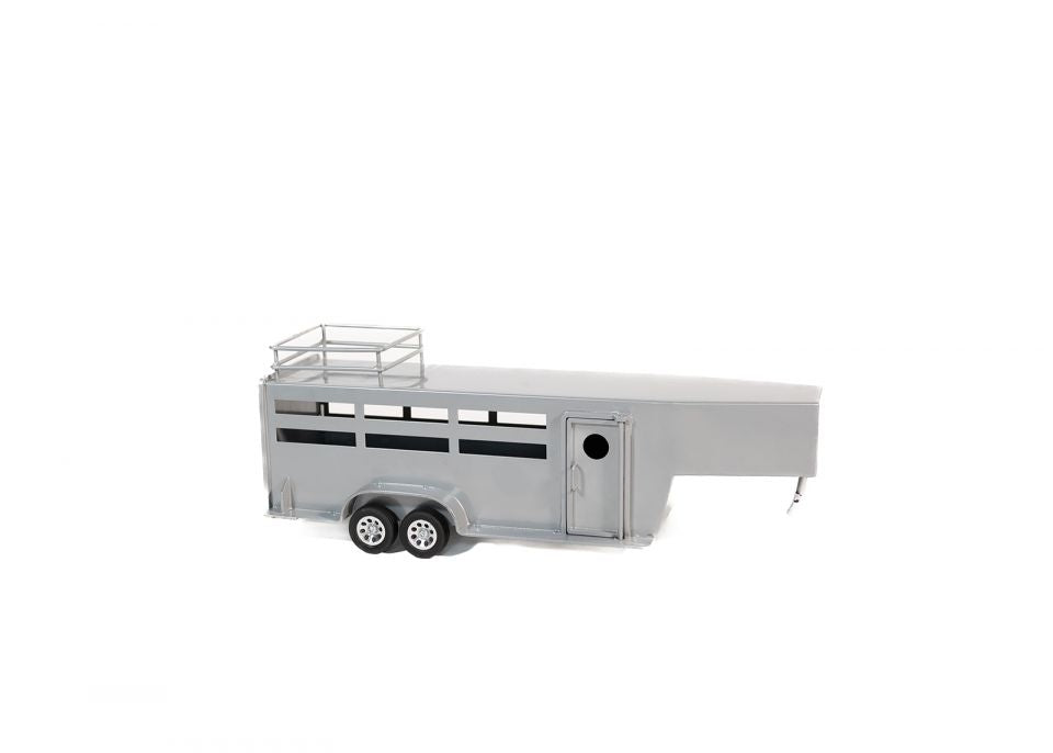 Little Buster Toys White Gooseneck Stock Trailer