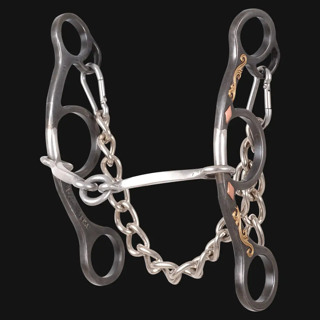 Sherry Cervi Barrel Bit Diamond II Gag Short Shank - Browned Iron Square Bar Lifesaver Bit