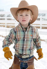 Load image into Gallery viewer, Cinch Boy&#39;s Toddler Green &amp; Orange Plaid Western Shirt
