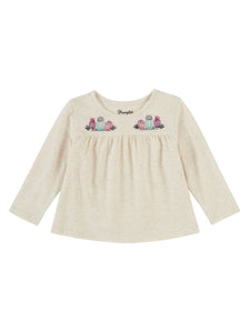 Wrangler Girl's Toddler Cactus Embroidery Long Sleeve T-Shirt