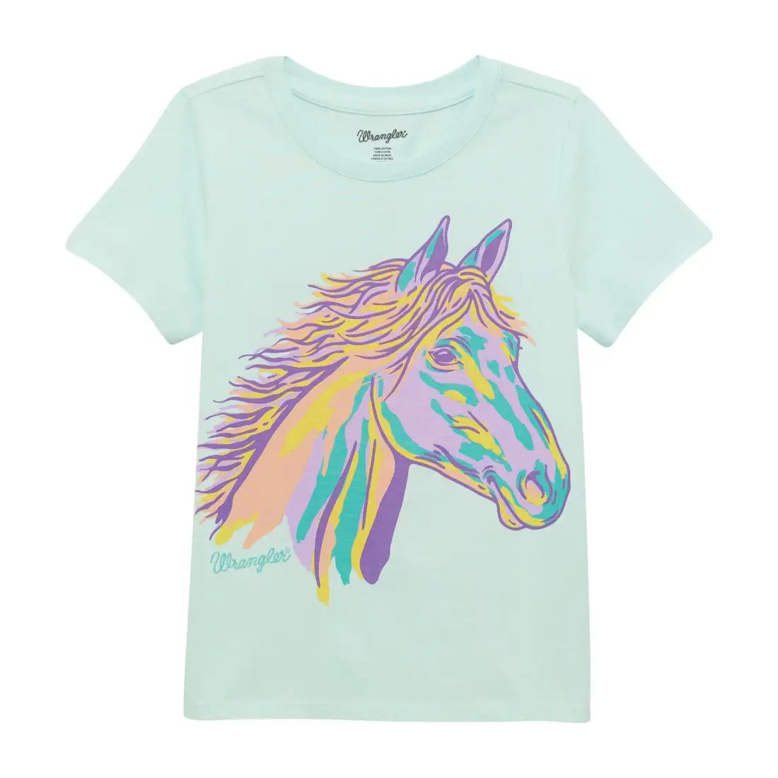 Wrangler Girl’s Teal Horse Head T-Shirt XSmall Girl’s T-Shirt