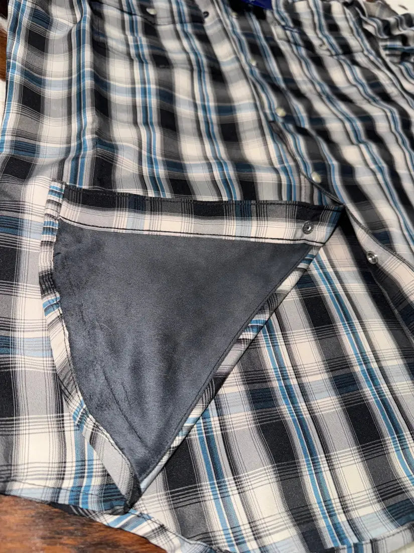 Wrangler Men’s Big & Tall Performance Black Tan & Blue Plaid Western Shirt Men’s Extended Sizes