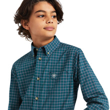 Load image into Gallery viewer, Ariat Boy&#39;s Deep Pacific Plaid Declan Western Shirt
