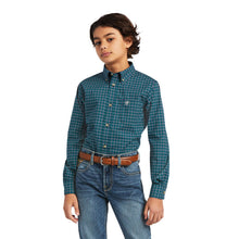 Load image into Gallery viewer, Ariat Boy&#39;s Deep Pacific Plaid Declan Western Shirt
