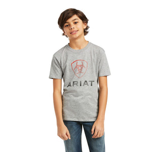 Ariat Boy's Heather Gray Red Logo T-Shirt