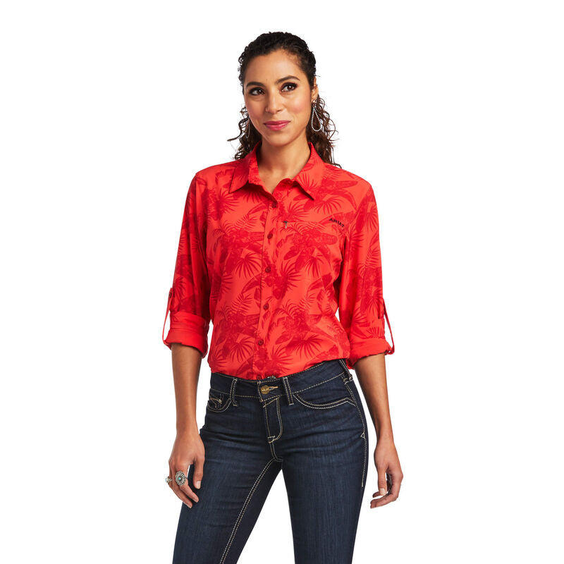 Ariat Women's VentTEK Floral Print Coral Western Shirt