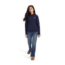 Load image into Gallery viewer, Ariat Girls REAL Arm Logo Navy Hoodie
