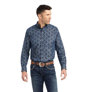 Ariat Men's Chambray Blue Jacquard Keanu Western Shirt