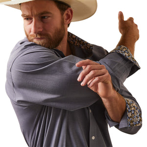 Ariat Men's Pinpoint Oxford Mood Indigo Western Shirt