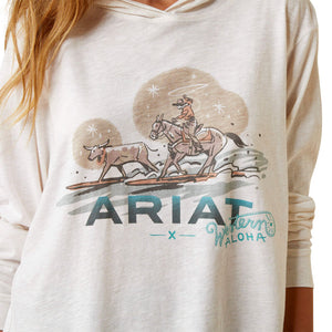 Ariat Women's Surfing Longhorn Western Aloha Hooded Shirt