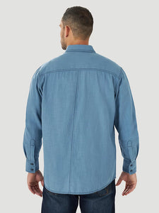 Wrangler Men's Retro Modern Fit Blue Denim Western Shirt