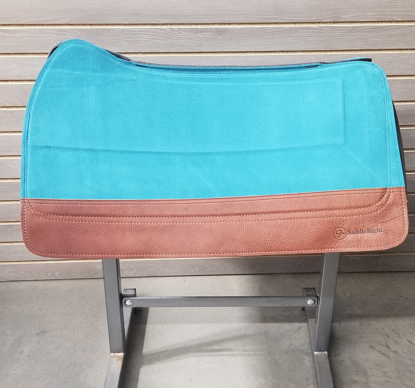 SaddleRight Legacy Saddle Pad 28" x 32" - Teal Suede & Mahogany Grizzly