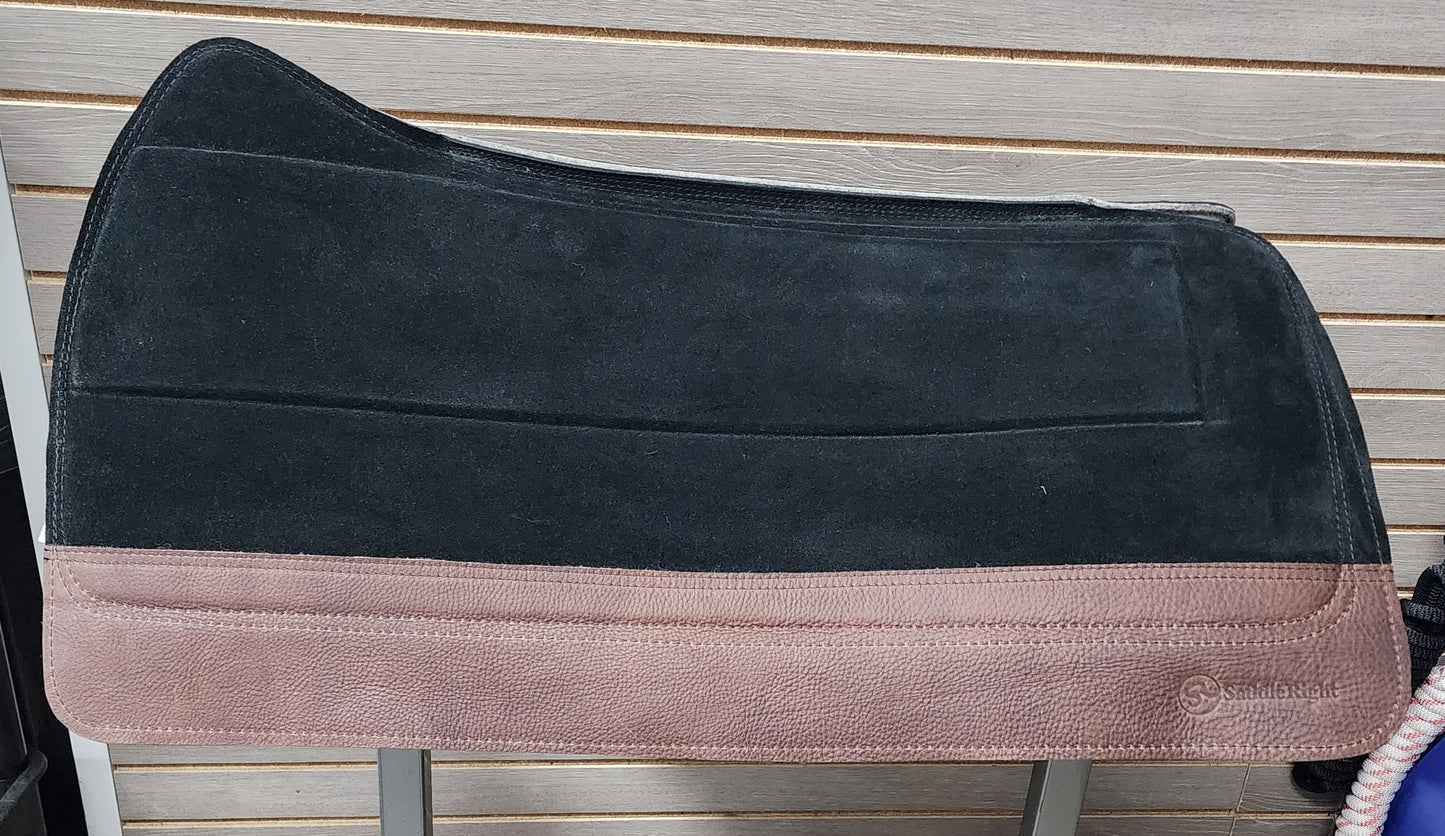 SaddleRight Saddle Pad 30" x 32" - Black Suede & Chocolate Grizzly