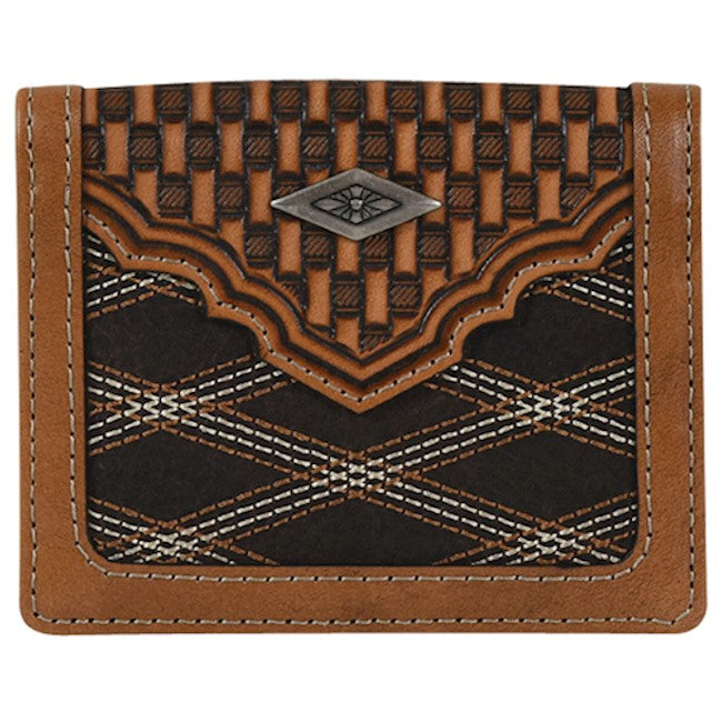 Justin Crisscross Stitch Slim Card Wallet