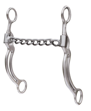 Chain: The chain mouthpiece is mild yet more aggressive than a two or three piece snaffle mouthpiece.