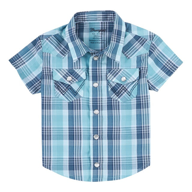 Wrangler Boy's Infant Turquoise & Blue Western Shirt