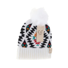 Load image into Gallery viewer, C.C Beanie BABY Aztec Patterned Faux Fur Pom Beanie
