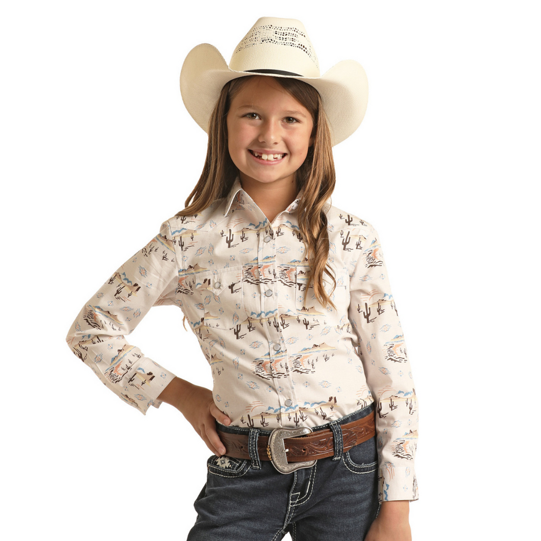Panhandle Girl's Desert Design Natural Western Shirt