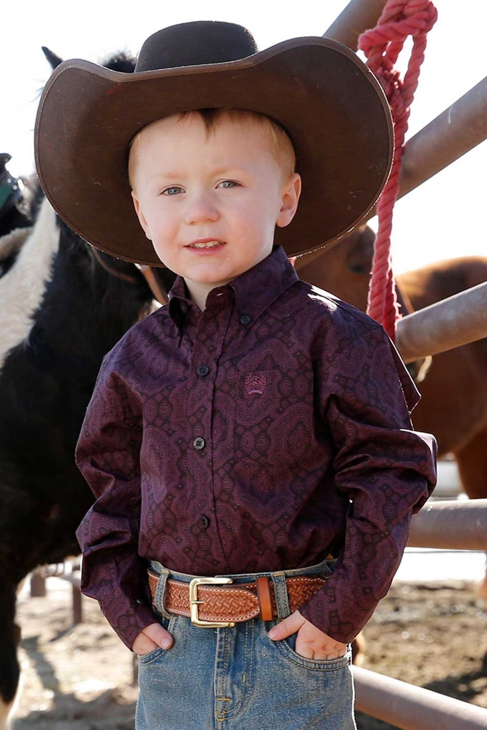 Cinch Boy's Infant Geo Print Dark Purple Western Shirt