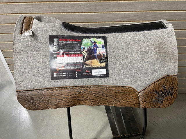 Best Ever Kush Saddle Pad - Vintage Peat Elephant Black Crown (1.25" thick, 32"x32")