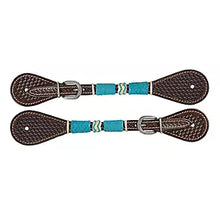 Load image into Gallery viewer, Circle Y Turquiose Roundup Ladies/ Youth Spur Straps

