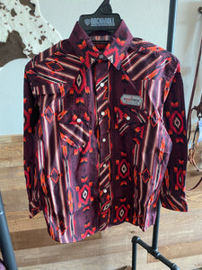 Rock & Roll Boy's Aztec Print Burgundy Western Shirt